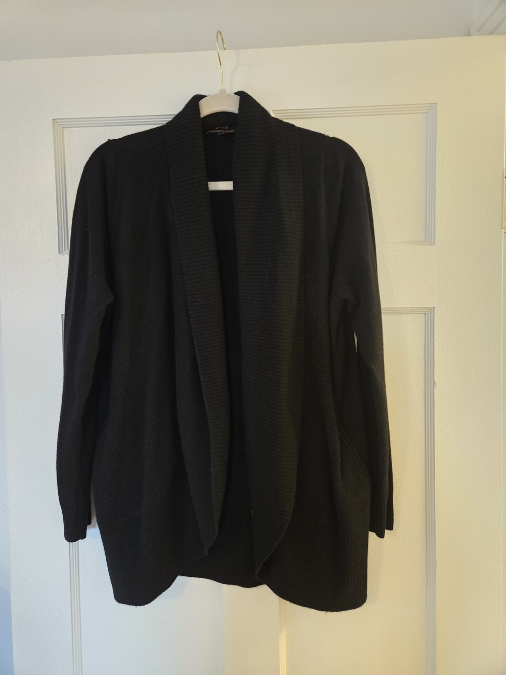 Black Open-Front Women’s Shawl Collar Sweater Cardigan